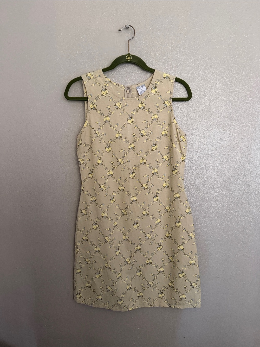 Old Navy Beige Mini Dress with Yellow Floral Print